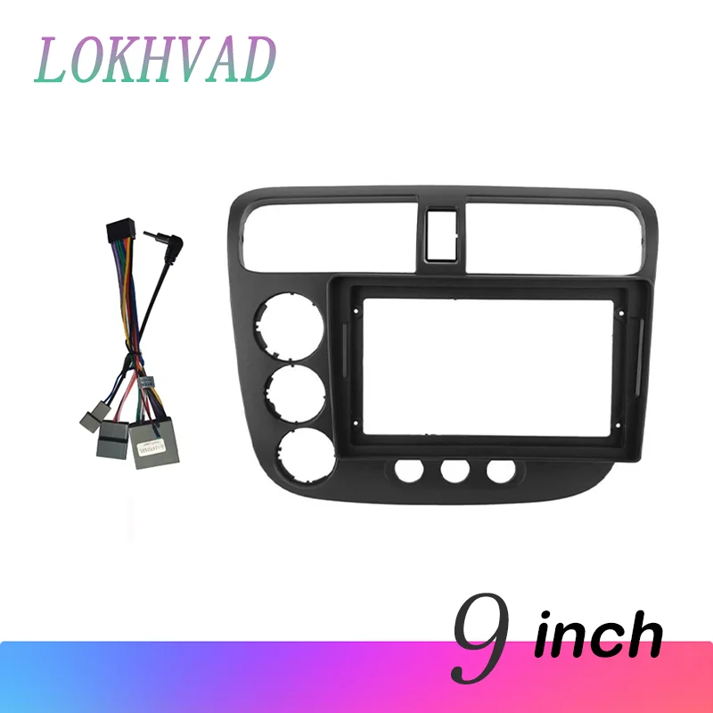 

9inch Car Radio Fascia for Honda Civic 2001 2002-2004 2005 DVD Stereo Frame Plate Mounting Dash Installation Bezel Trim Kit