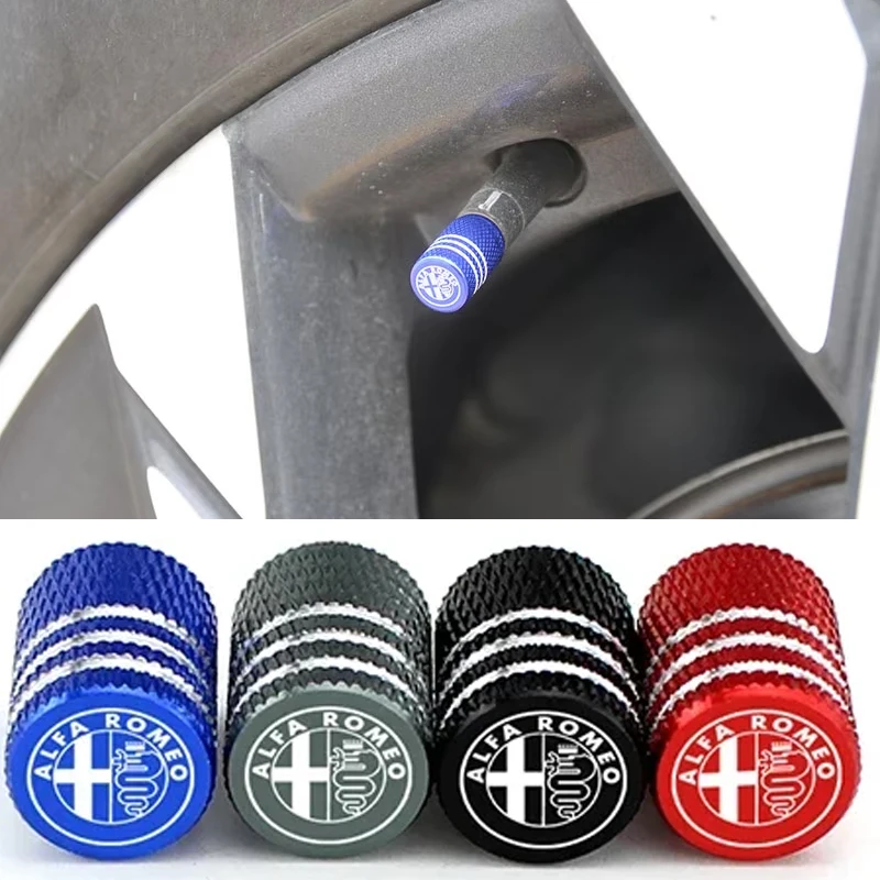 4PCS Metal Wheel Valve Stem Caps Tire Air Cover for Alfa Romeo Spider 147 155 156 159 Giulia Mito Stelvio 4C GT Car Accessories
