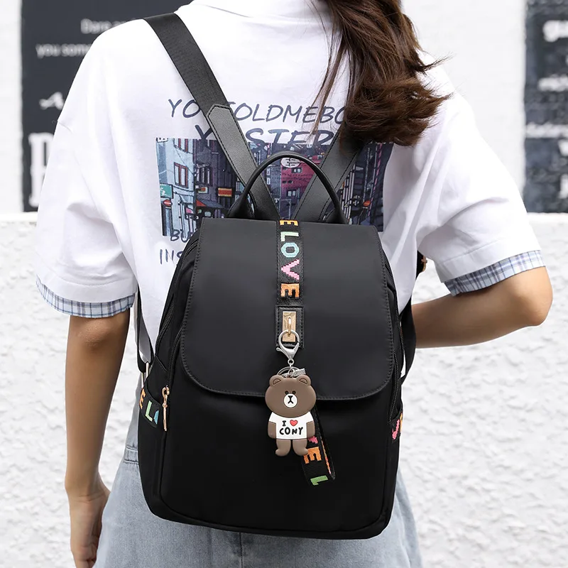 

2025 Модный минималистичный рюкзак большой емкости из ткани Оксфорд, легкая дорожная сумка на плечо, уличный стиль, повседневный чистый цвет