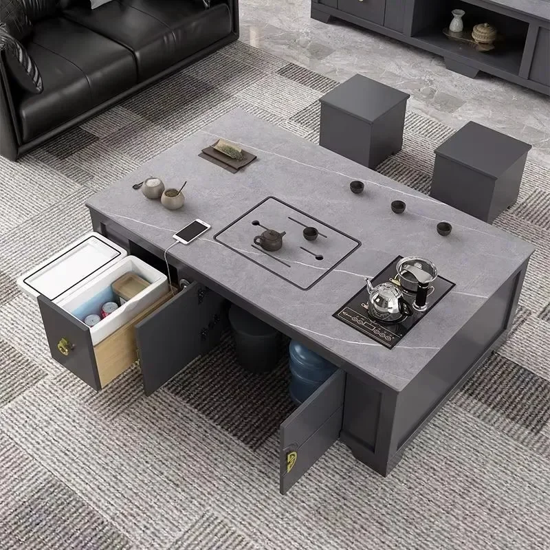 New Chinese Rock Slab Kung Fu Tea Table Small Apartment Integrated Multi-functional Table And Chair Combination Tea Tablen29
