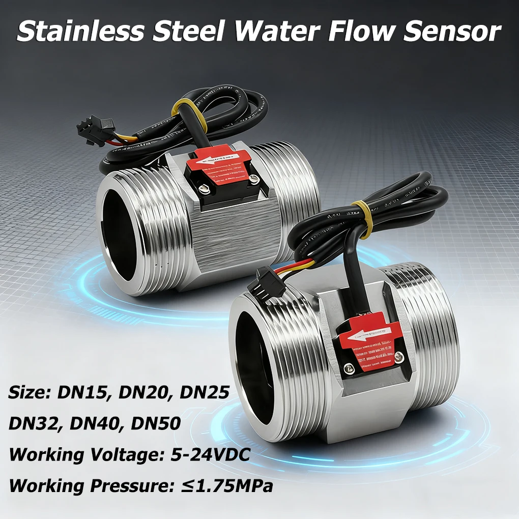 Stainless Steel Hall Flow Meter Turbine Water Flow Sensor Electromagnetic Pulse Flow Rate Sensor Indicator for Water Dispenser