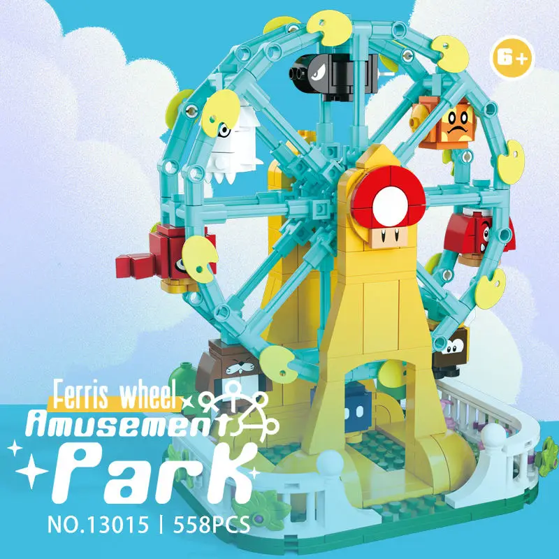 Carousel Ferris wheel Hot air balloon Building Blocks Amusement Park Friends Bricks City Srteet view Toys for Children Gift