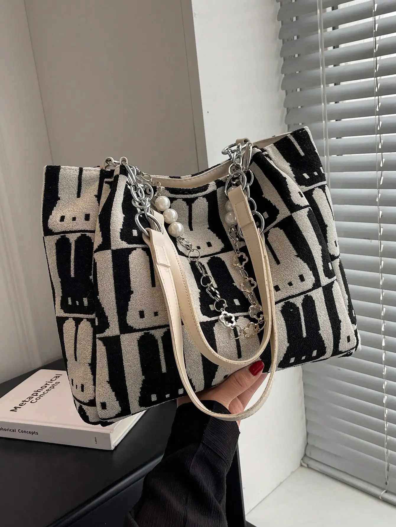 Damesmode cartoon konijn patroon schoudertas grote capaciteit draagtas