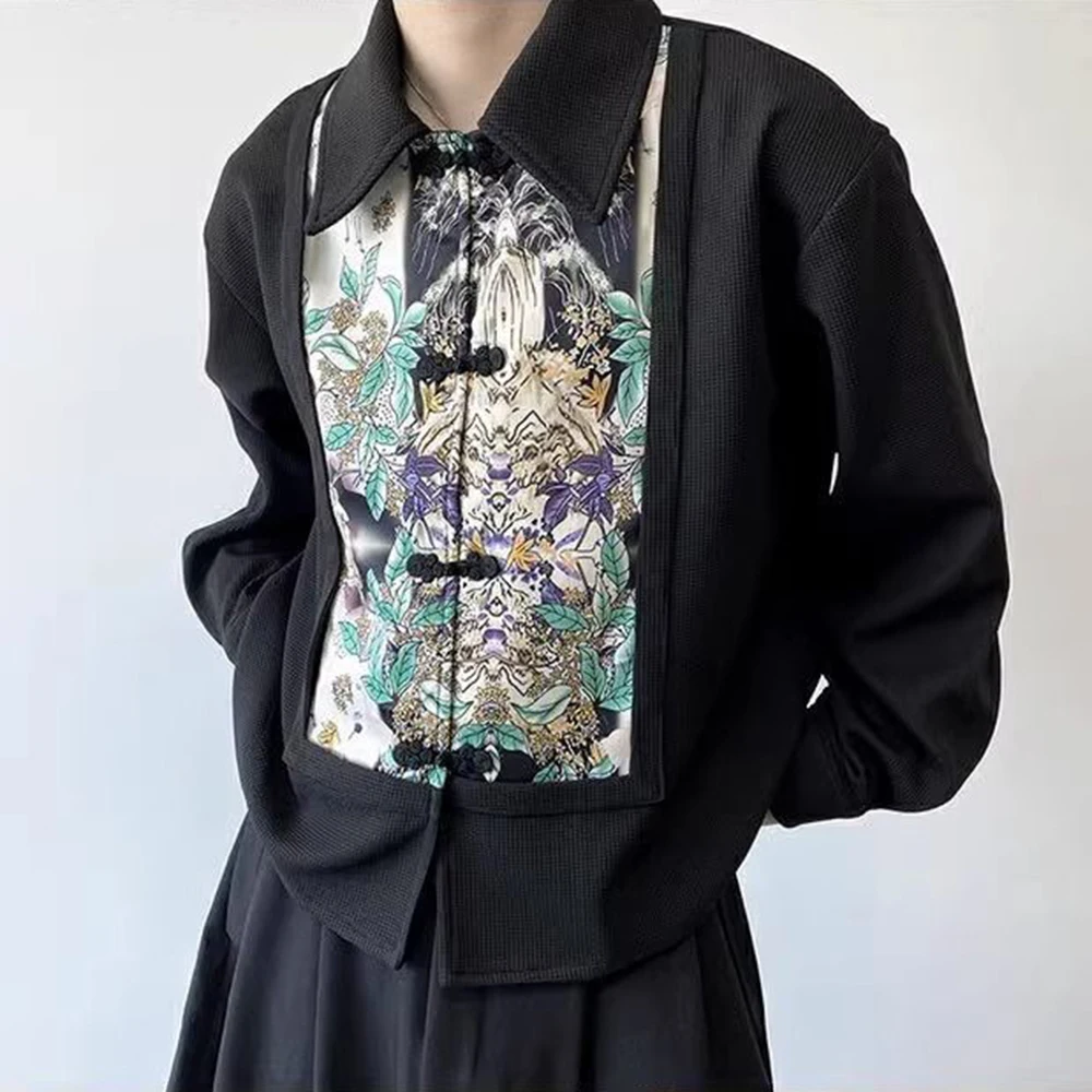 Mens Japanese Irregular Long Casual Shirt 2024 New Product Genderless Fashion Youth Trend Street Loose Solid Color Shirt Unisex