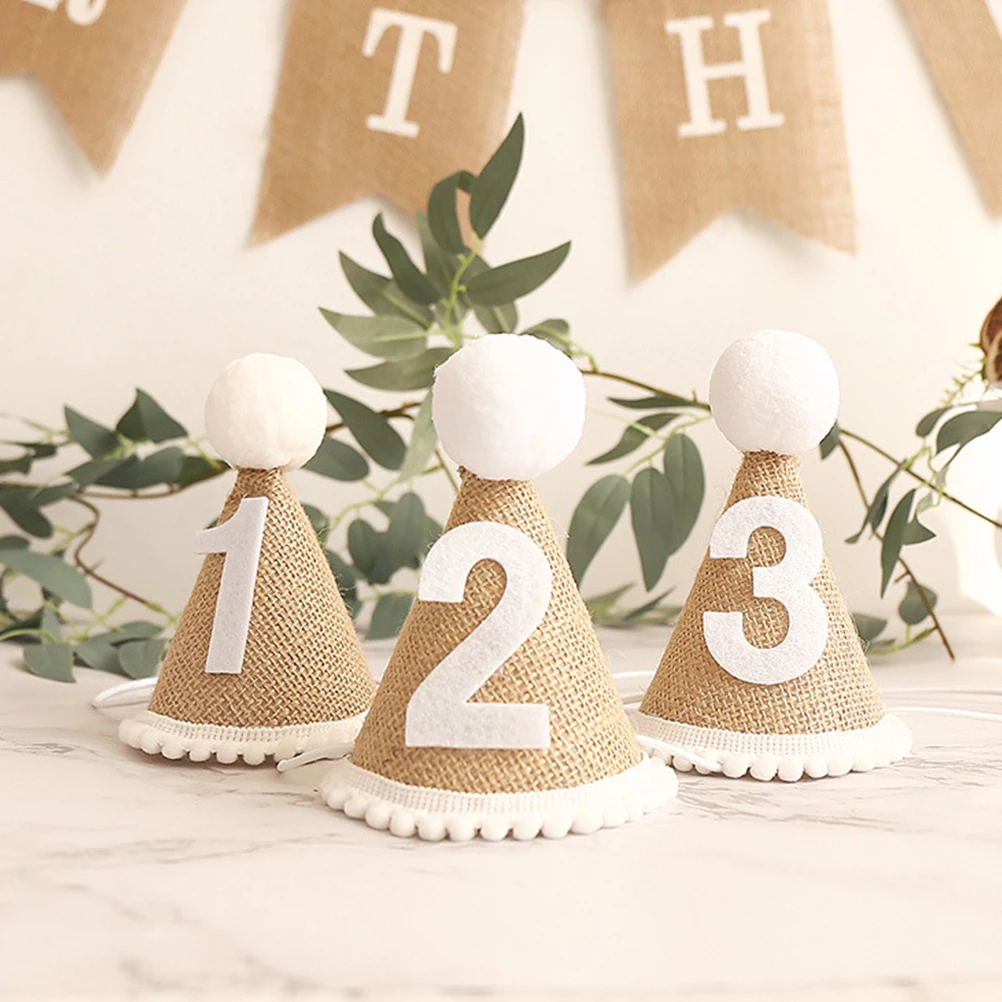 

Birthday Party Hat for Kids Celebration Happy Assorted Linen Hate Small Crown Boy Girl Novelty Hats
