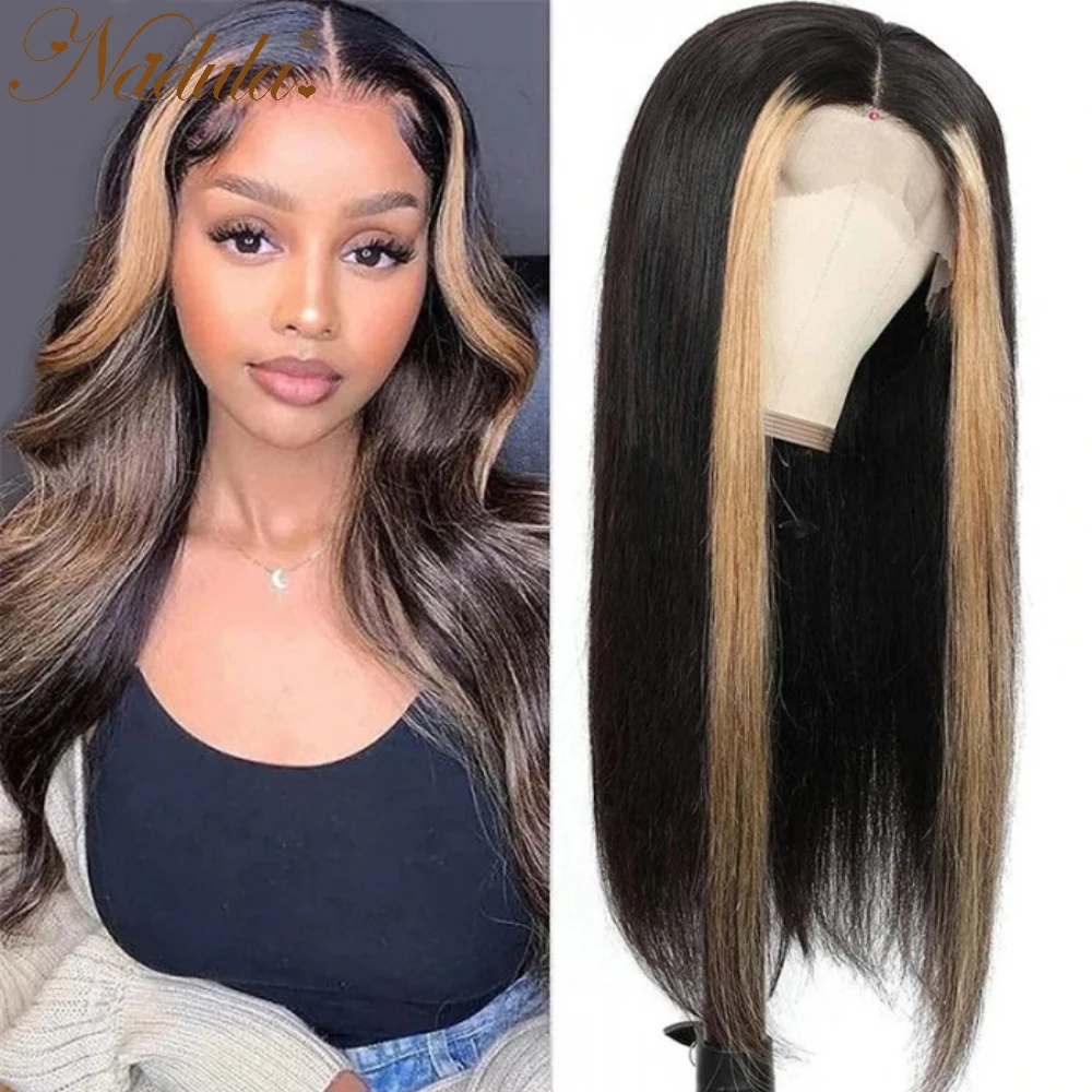 

Nadula Hair 13x4 Lace Front Wigs Highlights Color Strawberry Honey Blonde 180% Density 8-24 Inch Wig Straight Hair Wigs