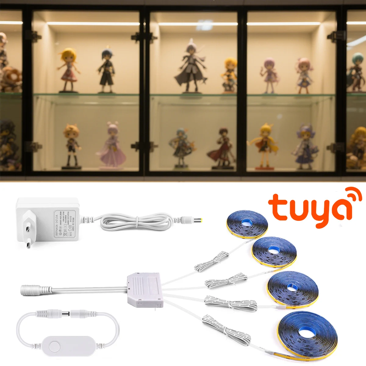 

Tuya Smart WIFI Освещение шкафа 12 В COB Светодиодная лента 2/4/6 шт., высокая яркость 320 светодиодов/м Свет голосового управления Вкл. Выкл. Домашнее освещение