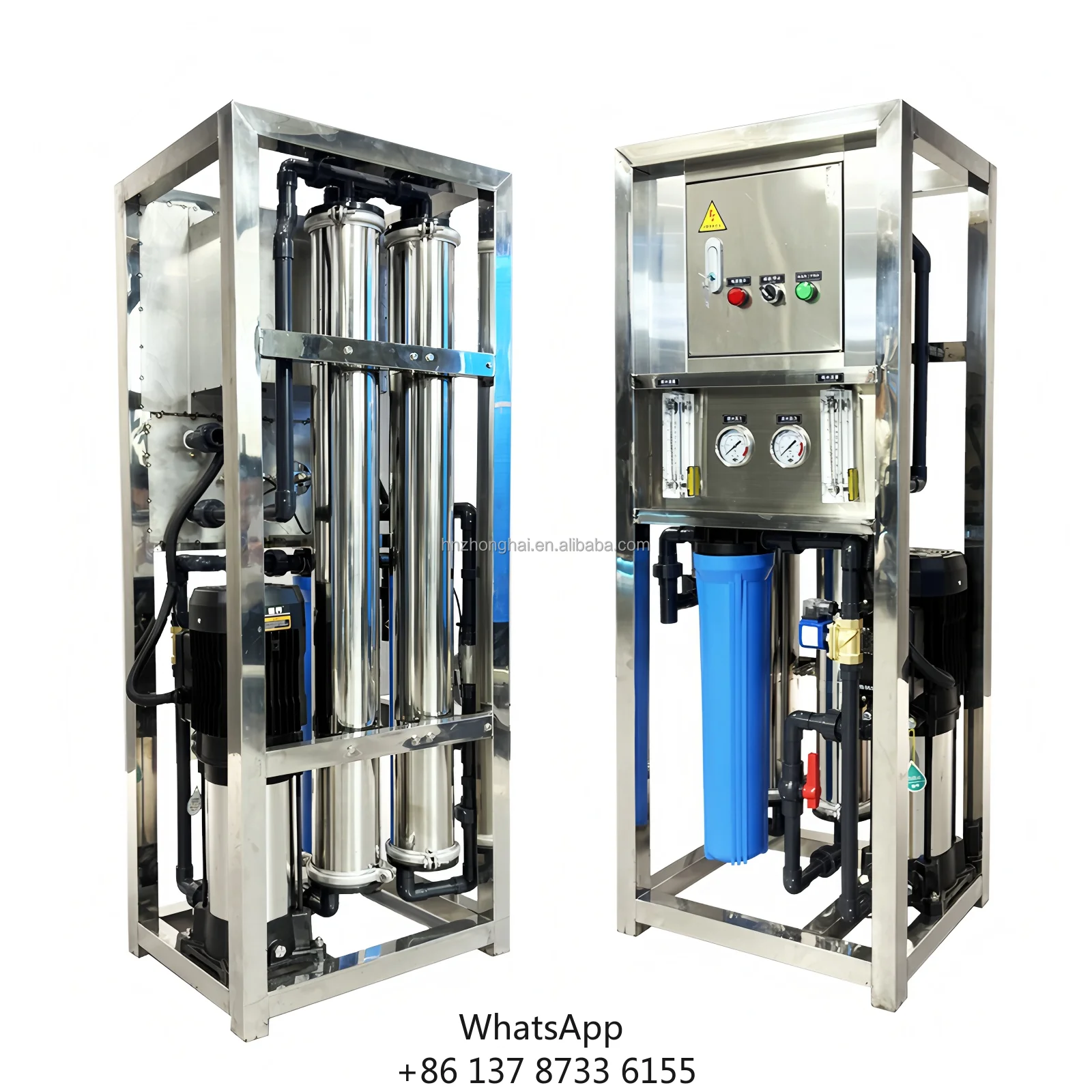 Simple-type Water Treatment Stainless Steel Frame Reverse Osmosis Water Purifier (220V Voltage, 500L Flow Rate)