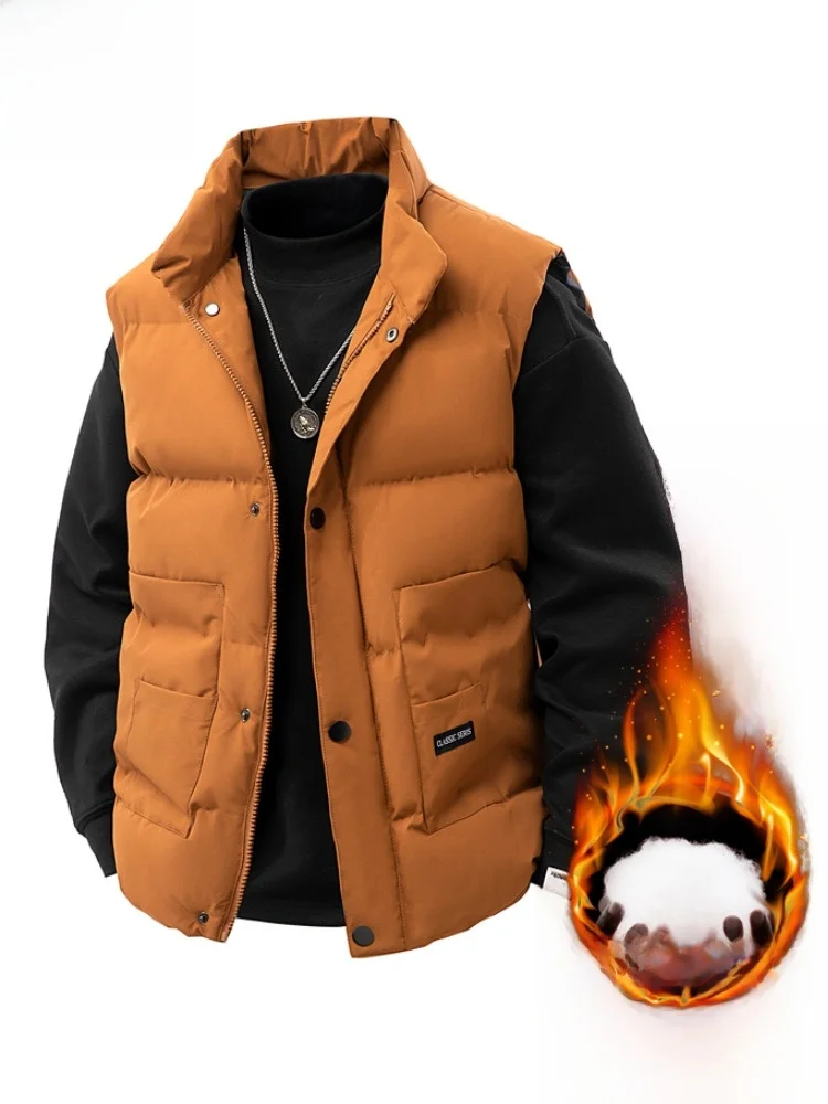 

Paul Men's Faion Brand Warm down Cotton Vest Thiened Stand Collar Autumn Winter Jaet oulder Pad Cotton Clothing