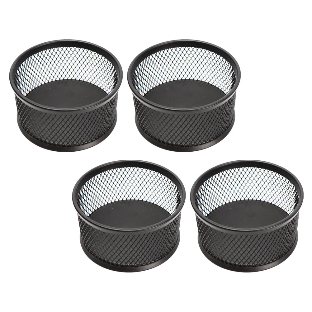 4 PCS Clips for Hair Paper Storage Bucket Multi-functional Organizer Paperclip Cup Mesh Dispenser Black Office