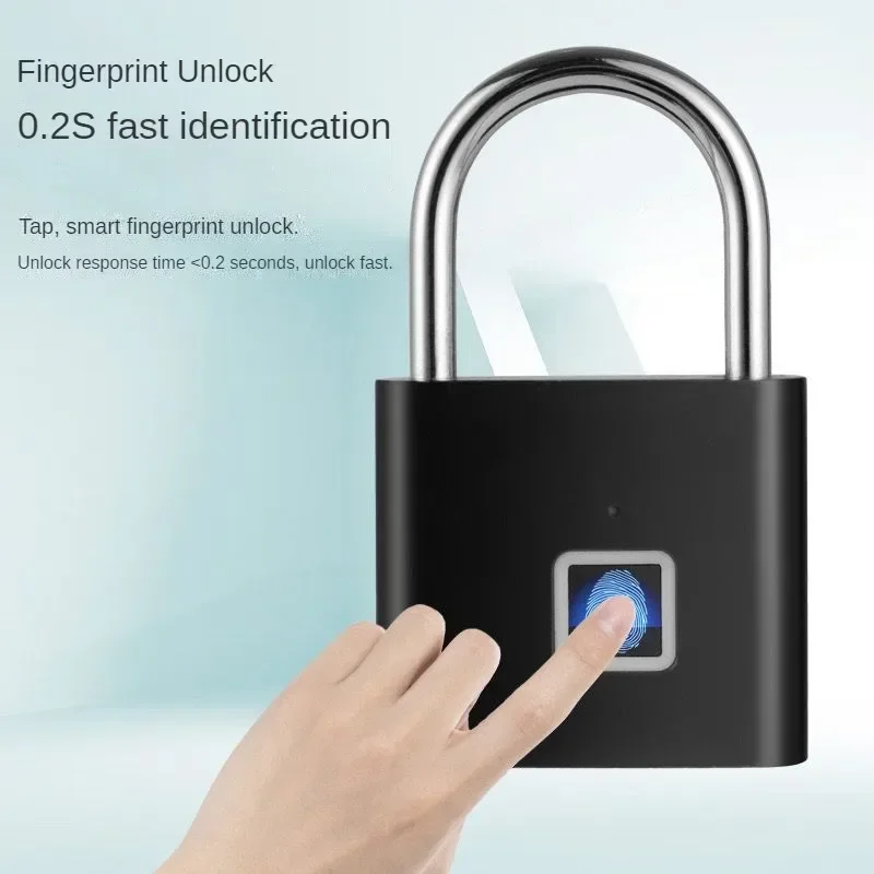 

Keyless USB Charging Fingerprint Lock Smart Padlock Waterproof Door Lock 0.2sec Unlock Portable Anti-theft Padlock Zinc