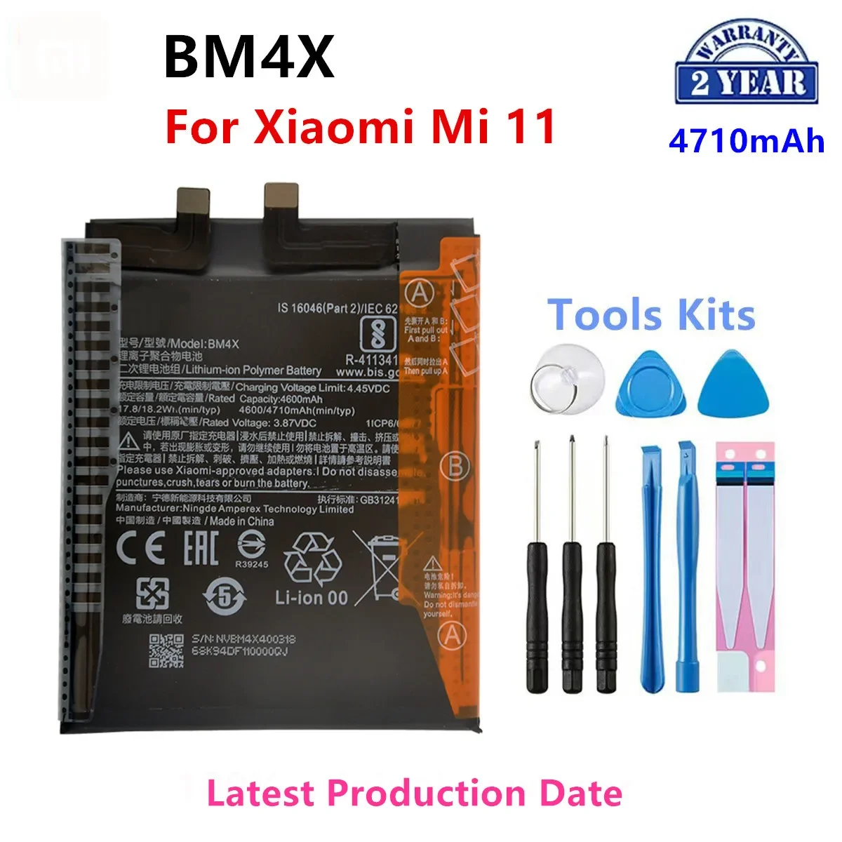 

100% Orginal BM4X 4710mAh Battery For Xiaomi 11 Xiaomi11 Mi11 High Quality Phone Replacement Batteries++Tools