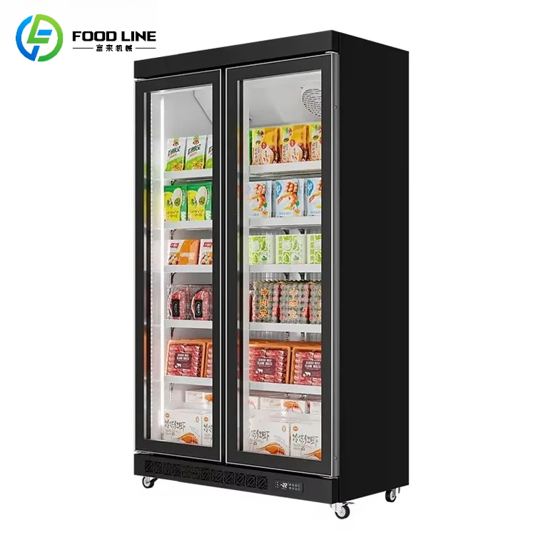 -22c(-7.6F) -18c(-0.4F)  Upright Fan Cooling Glass Door Refrigerator Display Freezer Commercial Food Storage showcase Customized