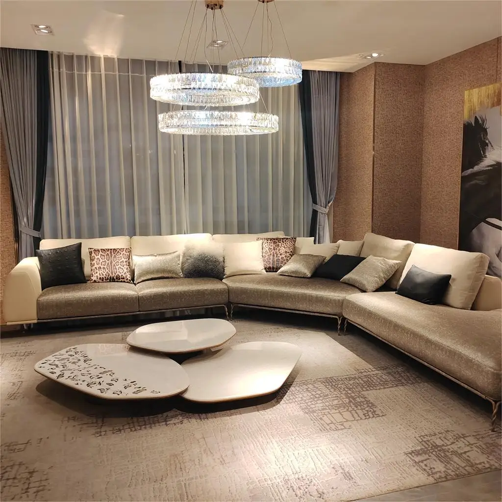 %k for Modern Luxury Sectional Sofa New Design High Quality Villa Living Room Sofa comfort Fabric Leather Curved Sofa*