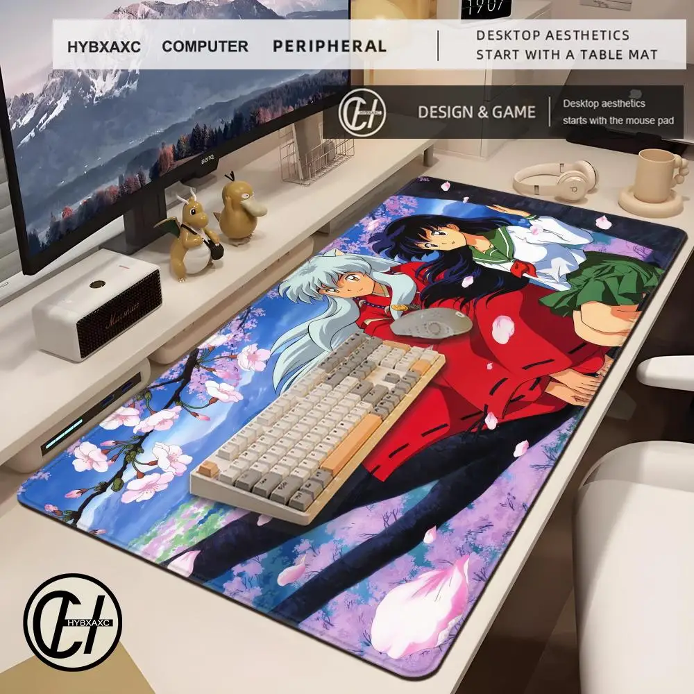 Large 90x40 Mouse Pad Anime Inuyasha HD Mousepad Office Computer Accessories Deskmat Non-slip Mausepad Gamer Mat