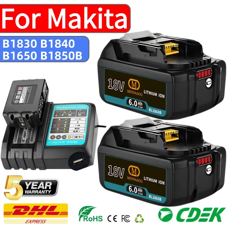 

Оригинальный аккумулятор для Makita 18 В, 6,0 Ач BL1815 BL1830 BL1850 BL1830 BL1815 bl1840, электроинструмент для быстрой зарядки