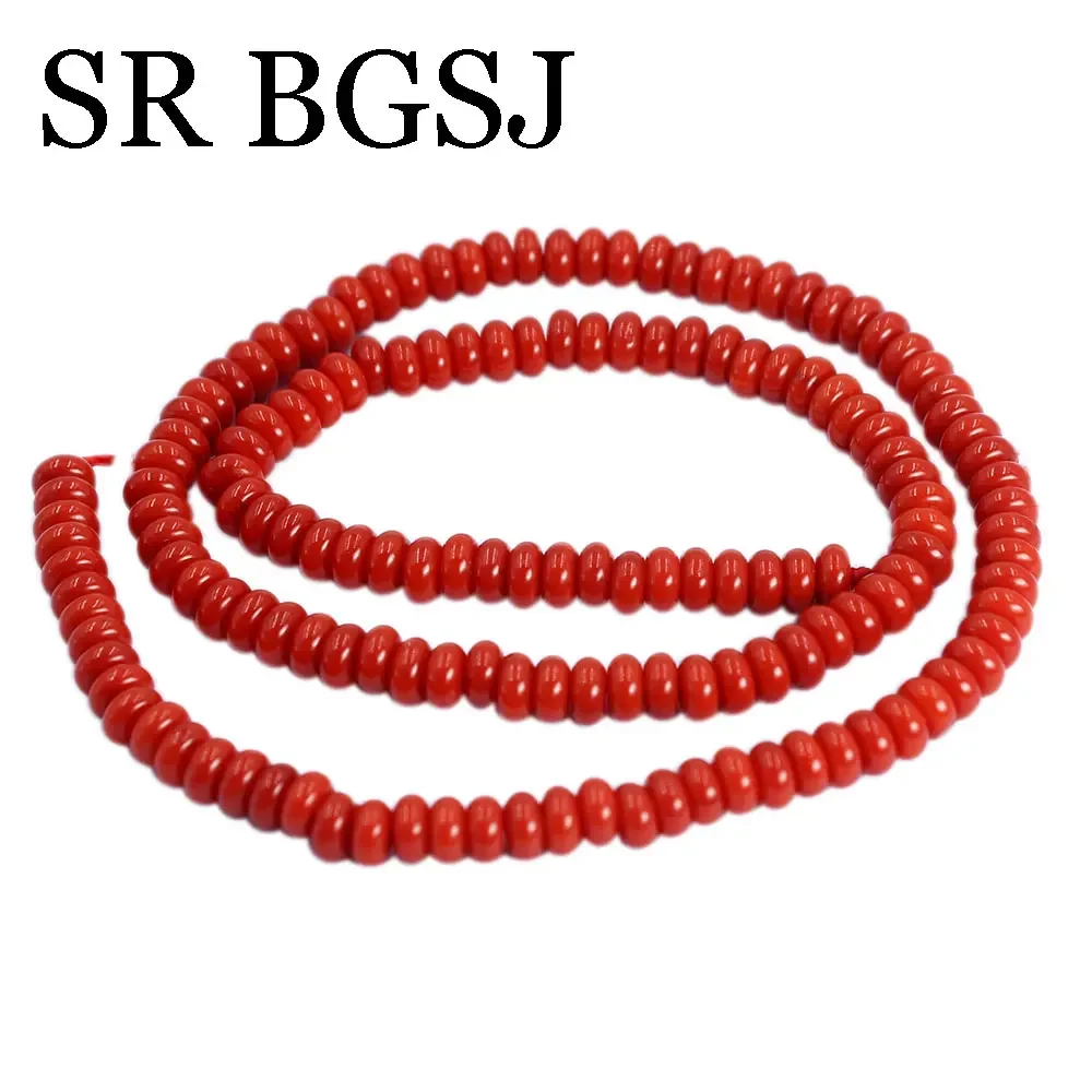 5x2mm Rondelle Shape Small Natural Red Sea Bamboo Sardi Coral Geometry Square Spacer Beads For Jewelry Making 15