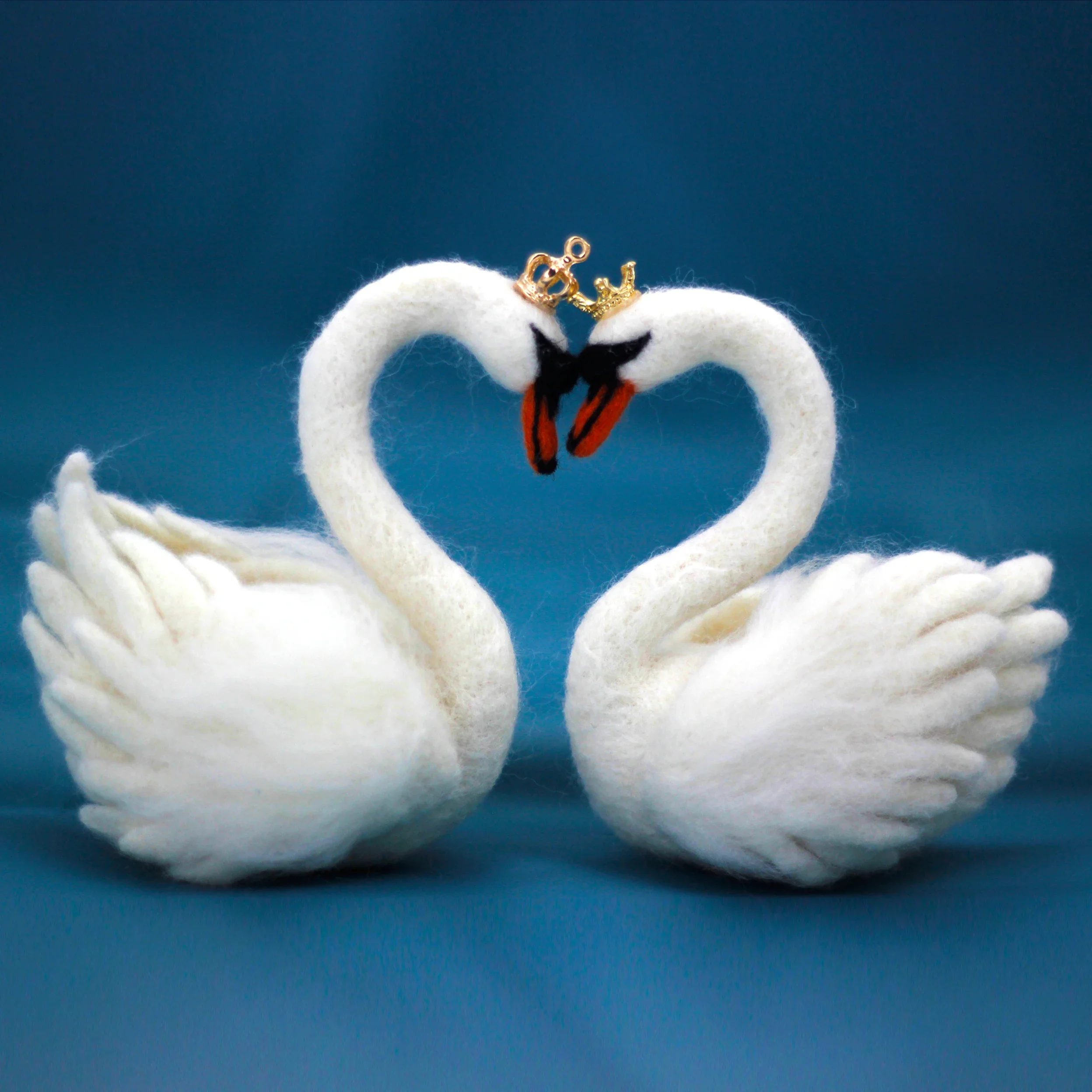 2 Pack Swan DIY Making Material Knitted Toys Wool Felt Poke Doll Homemade Creative Gift Handmade 12cm Height