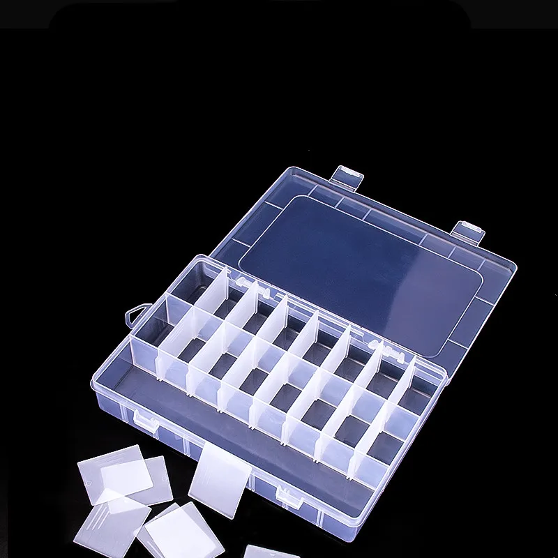 10/15/24 Grids Adjustable Compartments Plastic Transparent Organizer Jewel Bead Case Cover Container Storage Box Parts Screw Box