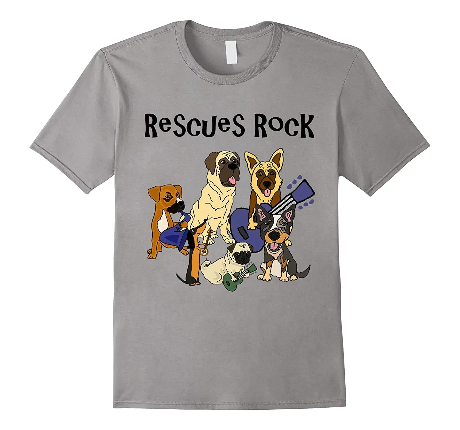 Funny Rescue Dogs Rock T-Shirt. Summer Cotton Short Sleeve O-Neck Mens T Shirt New S-3XL
