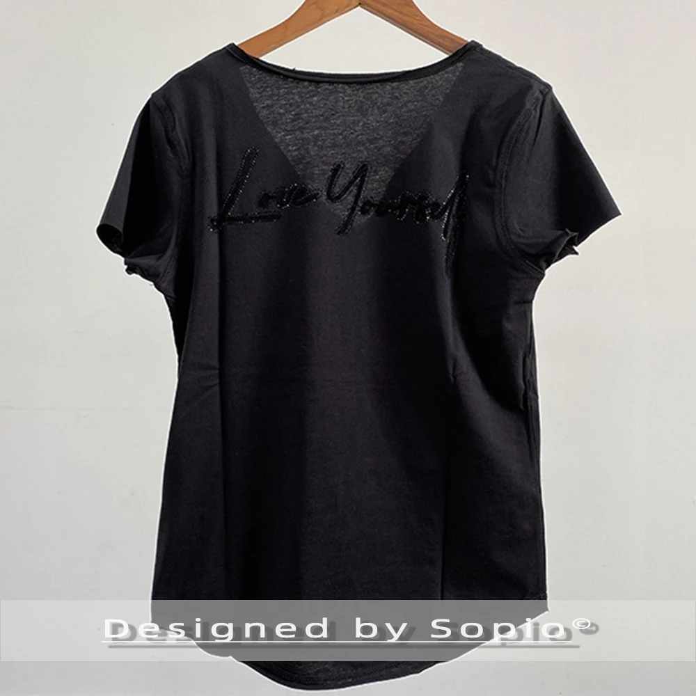 

Letter Embroidery T-Shirt Women Summer Clothes Short Sleeve Crew Neck Loose Tees Tops Lady Fashion T-Shirts Streetwear 2026 New