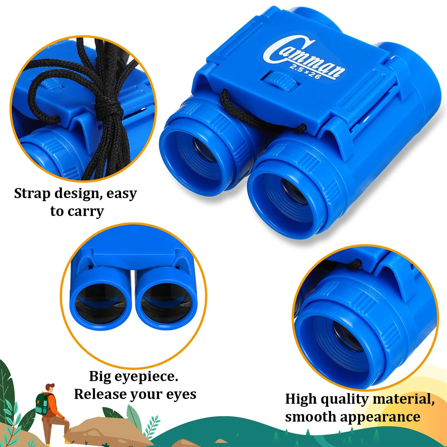 Children's toy telescope, plastic colored binoculars, outdoor science and education variable magnification