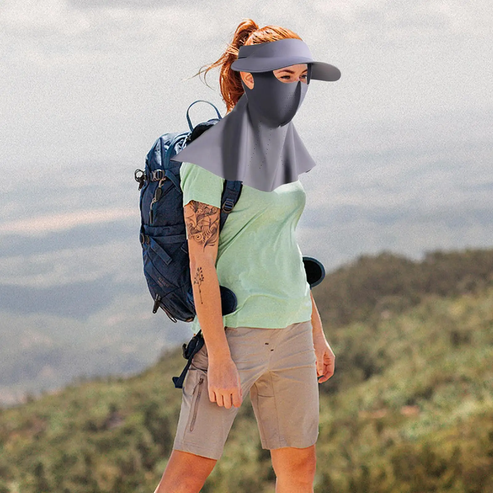 

Покрытие для лица для защиты от солнца, крышка для лица, шеи, защита от ультрафиолета, шляпа с широкими полями UPF 50, для женщин, активный отдых на свежем воздухе, включая