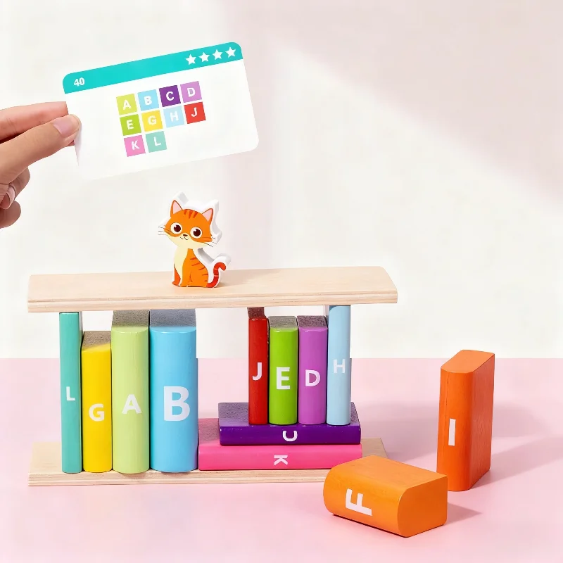 モンテッソーリおもちゃ 木製積み木 積み重ねゲーム ギフト 色 形状分類 細かい運動能力 アルファベット学習 マッチングゲーム