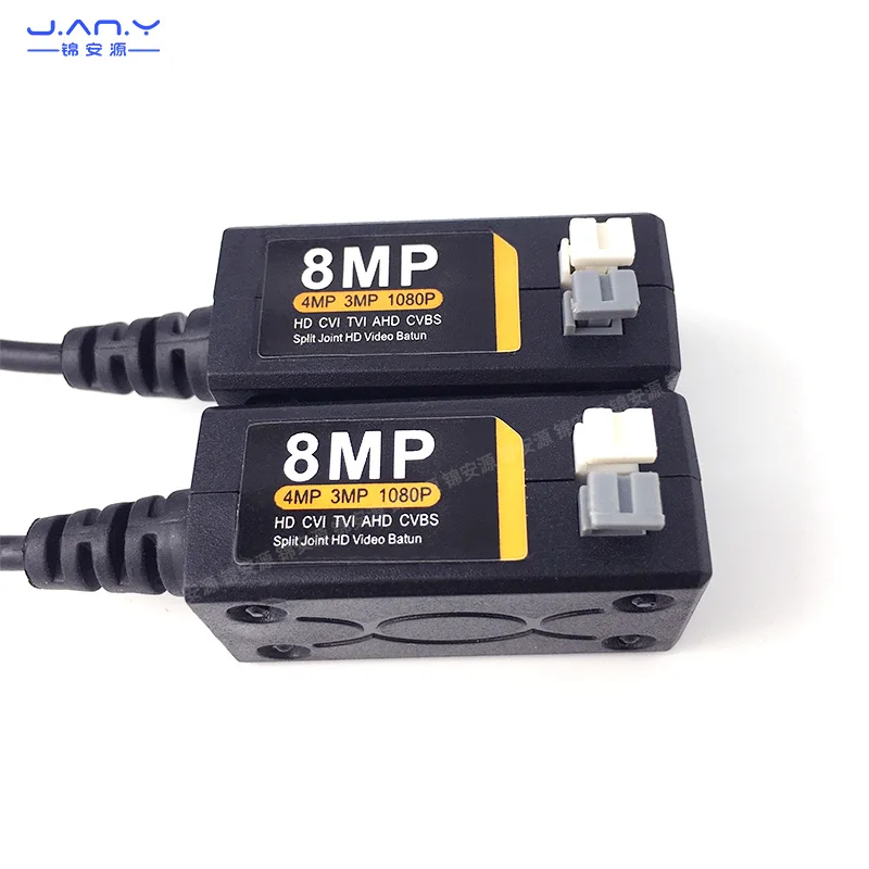 8mp monitoring HD twisted pair transmitter passive card line splicing network cable signal to bnc coaxial connector