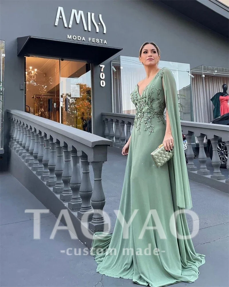 Green Chiffon V-Nec… - image