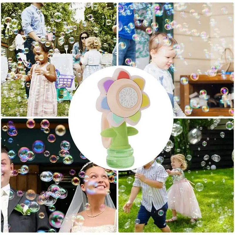 Bubble Machine With Lights Cartoon Sunflower Bubble Blowing Toy Summer Outdoor Party Play Toy Kids Birthday Children's Day Gift