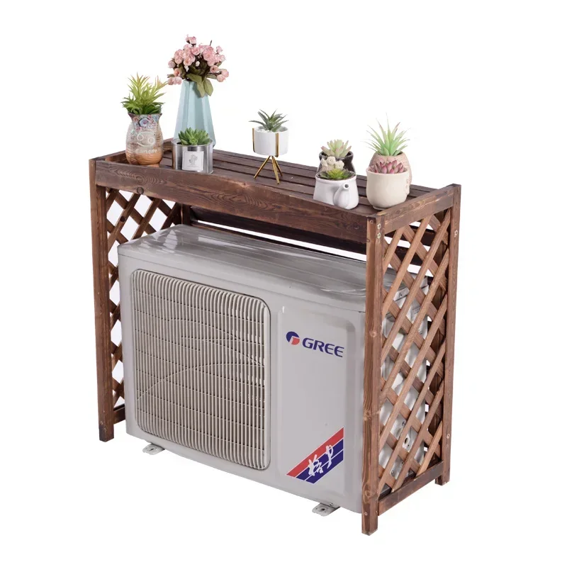 Air Conditioning External Unit Rack Balcony Flower Stand with Hanging Vines,Outdoor Garden Plant Shelf, Functional Garden Stand.