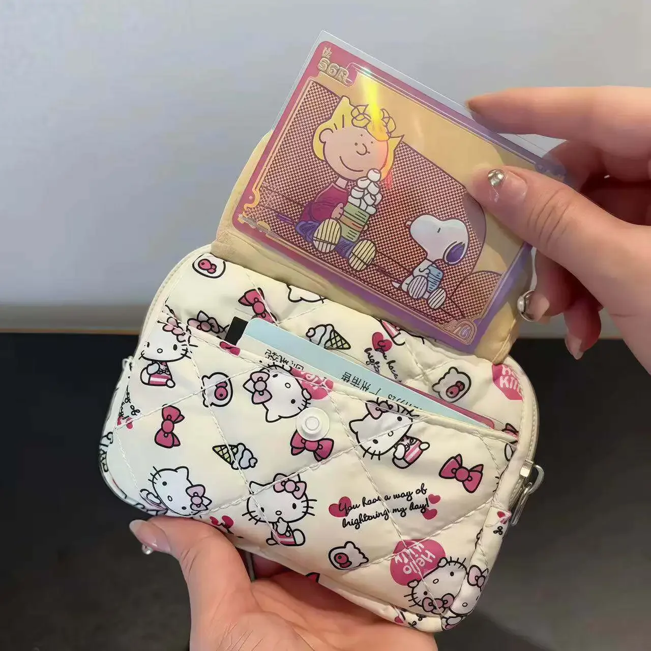 New Cute Soft Cotton Embroidered Bow Zipper Women's Makeup Bag Cat Card Bag Earphone Bag Key Bag Ccd Storage Bag
