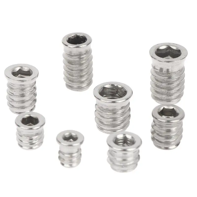 10pcs Hex Socket Embedded Insert Nuts: M4 M6 M8 Woodworking Furniture Hardware