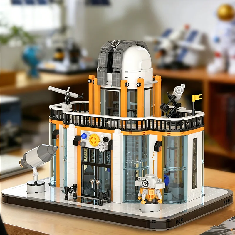 

1623PCS Aerospace Museum Building Blocks With Lights Rocket Satellite Model Desktop Ornament Educational Toy Gifts For Teens
