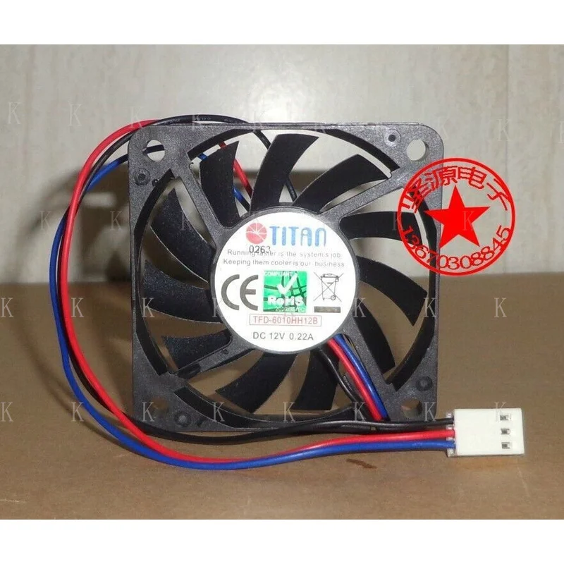 FOR Original New Titan Cooling Fan Tfd-6010hh12b 6 Cm Double Ball Fan 6010 6cm 12v