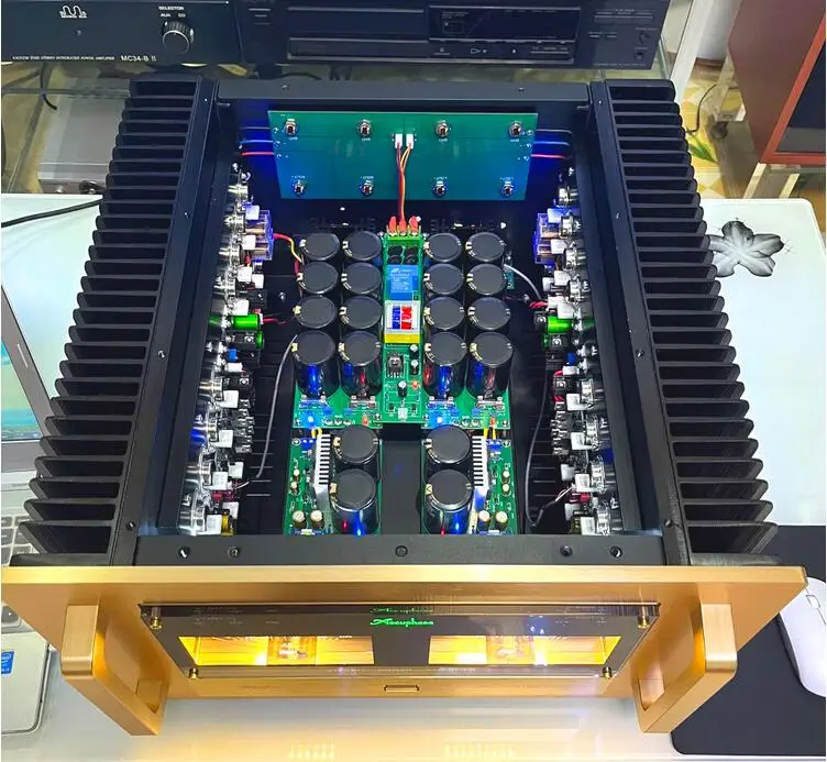 AM200 HIFI amplificador de potencia estéreo clase A totalmente equilibrado 200W * 2 con pantalla de doble medidor