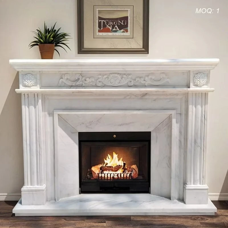 Natural Stone Marble Fireplace in Victorian Style