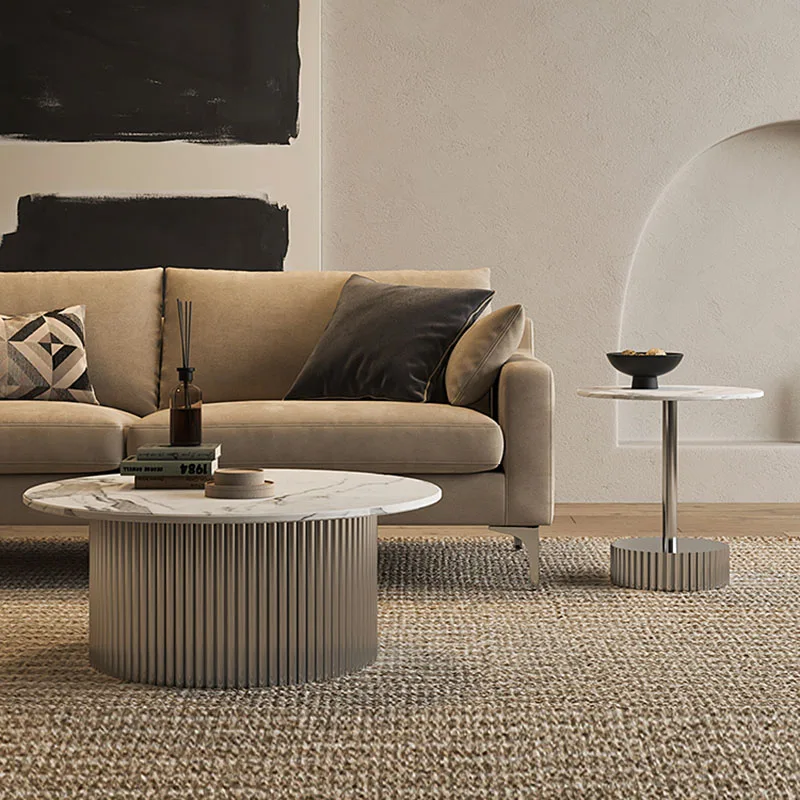 Stone Unique Living Room Coffee Table Modern White Coffee Table Home Luxury Circle Nordic Furniture Table Basse Room Decor