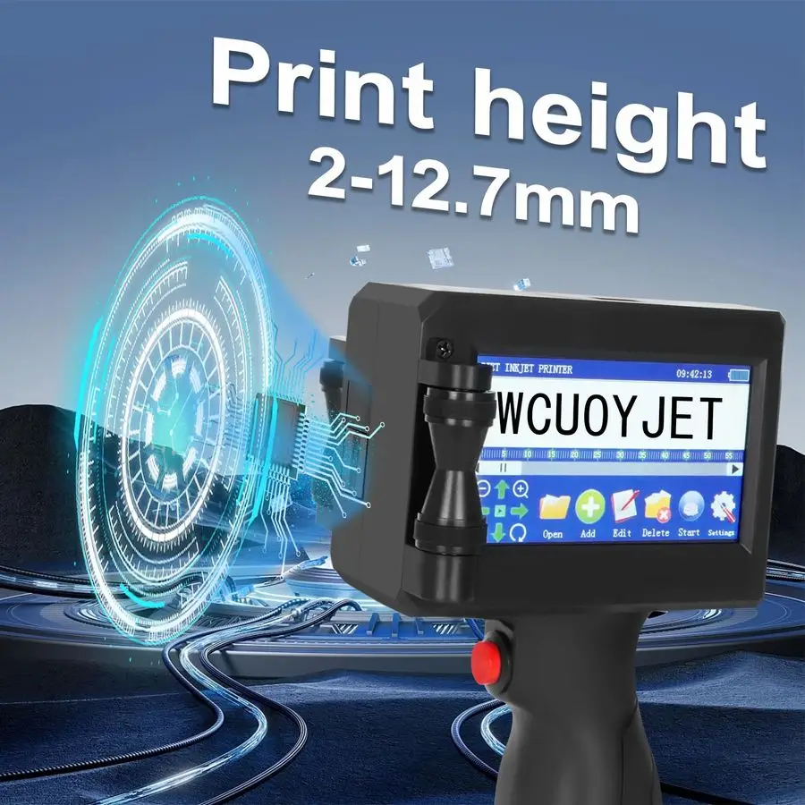 طابعة نافثة للحبر محمولة، ارتفاع الطباعة 0.080.5 بوصة طابعة محمولة مع خرطوشة حبر سريعة الجفاف 42 مل 4.3 بوصة تعمل باللمس #2