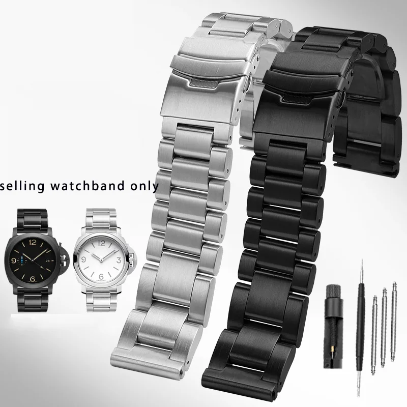 Solid stainless steel wristband for Panerai watch strap men PAM441 111 00448 Fat sea thickened heavy strap 22mm 24mm 26mm