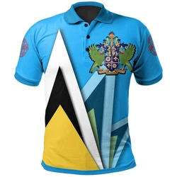 Fashion St Lucia Flag 3d Printed Polo Shirt Men Summer Casual Short Sleeved Sports Tees Lapel Saint Lucia Shirts Street Tops