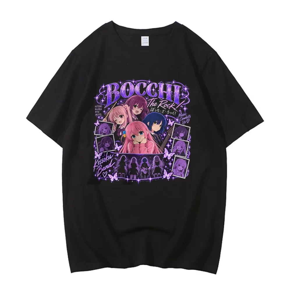 Bocchi The Rock Graphic Tee Unisex Japan Style 100% Cotton Short Sleeve T-shirt Retro Casual Streetwear Tops For Anime Fans