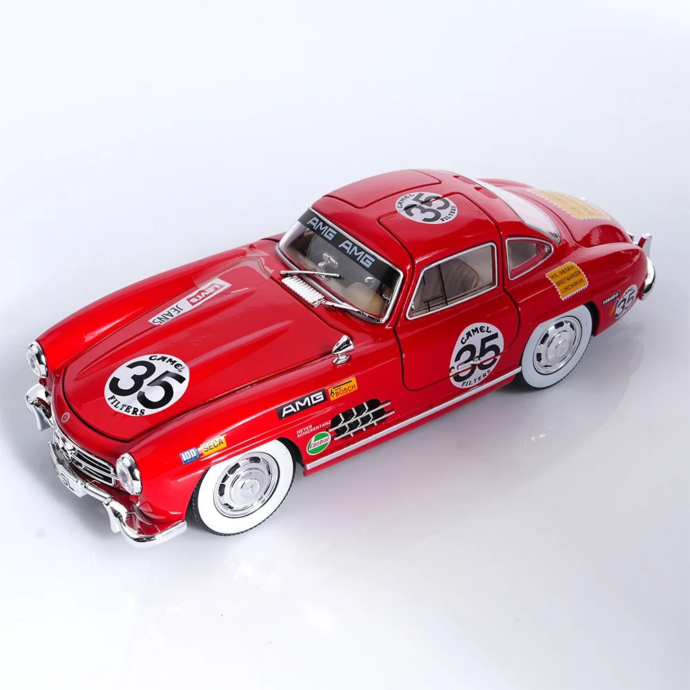 Silver Mercedes 300SL Side Profile Collectible Angle
