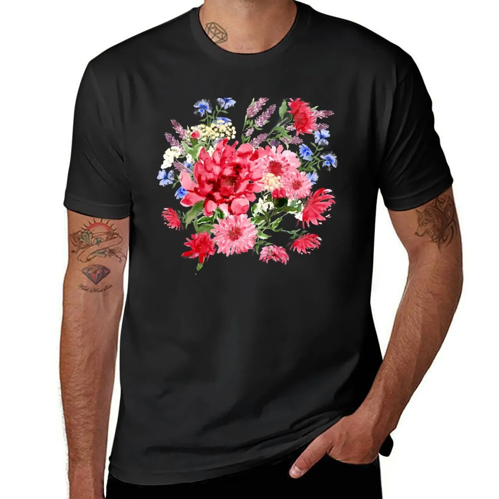 Attention Seeking Flowers Watercolour Painterly Floral Art T-Shirt animal prinfor boys shirts graphic tees t shirts for men