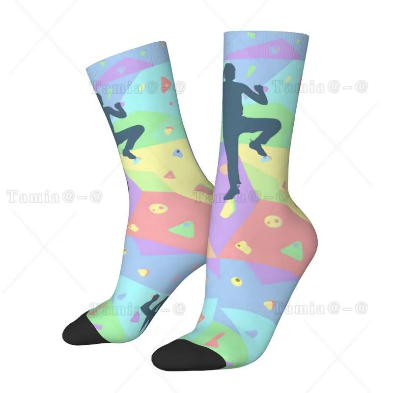 Kawaii Printed Bouldering Rock Climbing Wall Socks for Men Women Stretchy Summer Autumn Winter Climber Gift Crew Socks