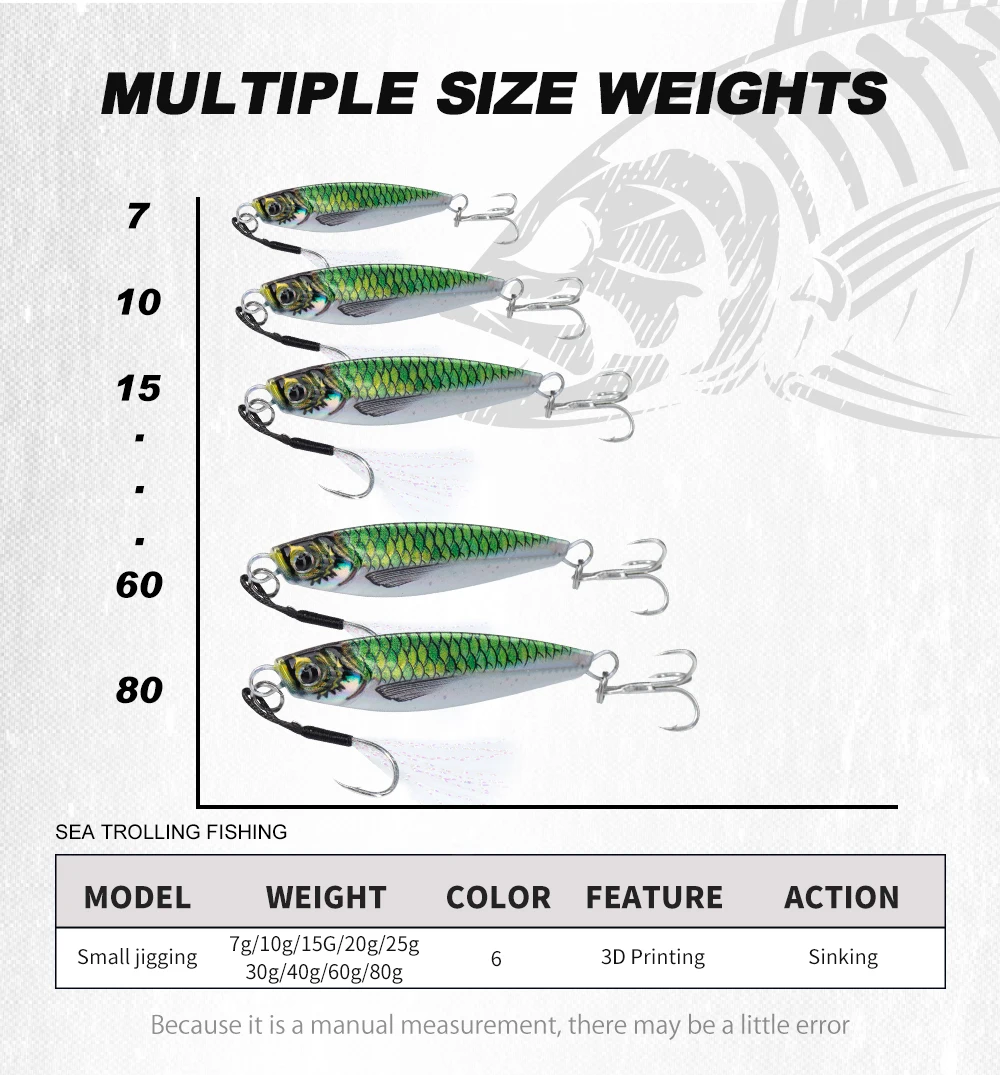 Hunthouse Sinking Slow Jigging Metall-Jig Angelköder 10g-80g Casting Hard Bait Künstlicher Salzwasserköder für Hecht und Wolfsbarsch – Detail 9