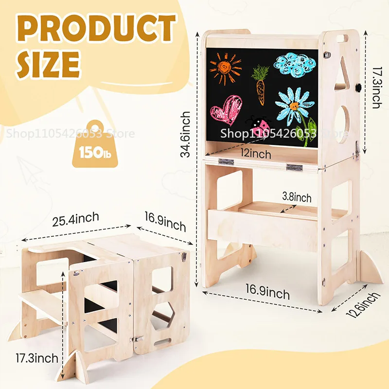 Climbing stool foldable baby wash hands stepping stool children's ladder stool solid wood standing