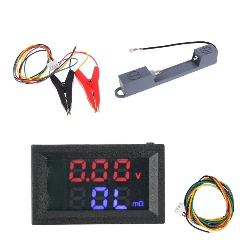 1Set 0.56 Inch Dual Digital Display Battery Voltmeter Resistor Tester Red Blue Display DC4-12V VR452 Internal Resistance Tester