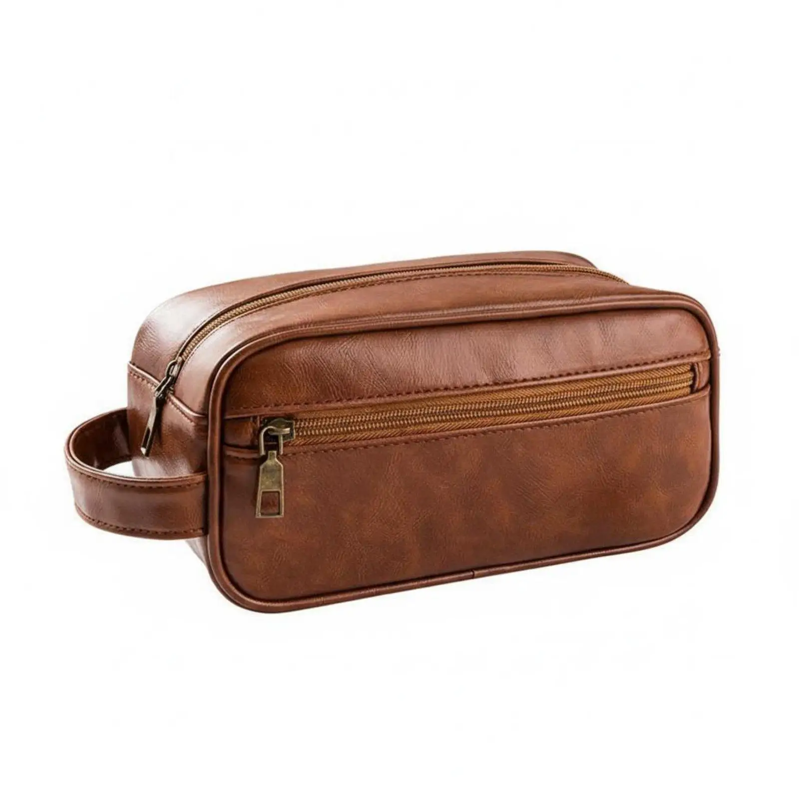 PU Leather Toiletry Organizer Waterproof Men's Travel Toiletry Bag Light Elegant Design Men's Grooming Travel Case for Business